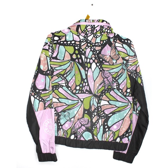 Justice NWT Butterfly Print Hooded Zipped Hooded Windbreaker Jacket Large /10-12 - Picture 12 of 13